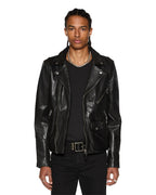 Mens Eagle Leather Jacket Black Regular Jackets - Black