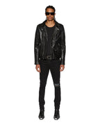 Mens Eagle Leather Jacket Black Regular Jackets - Black