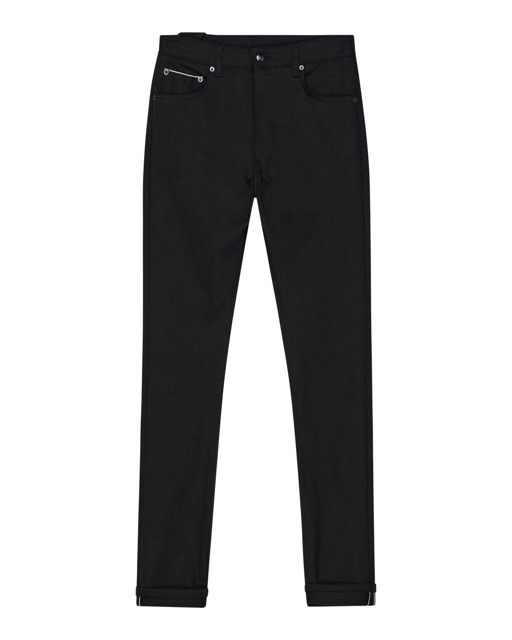 Mens Chitch Selvedge Raw Black Slim Denim Jeans - Black