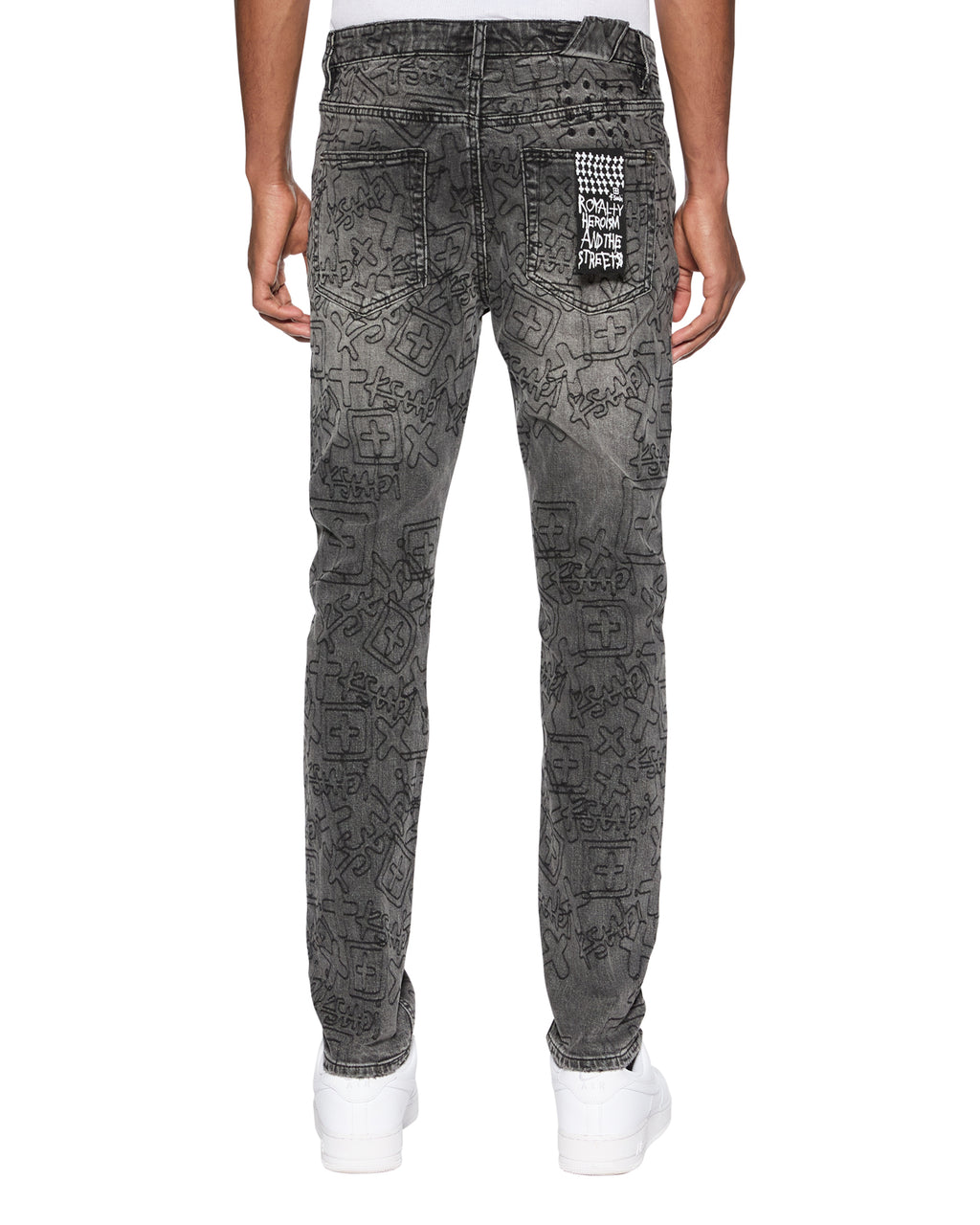 Mens Chitch Stencil Stitch Worn Grey Slim Denim Jeans - Grey
