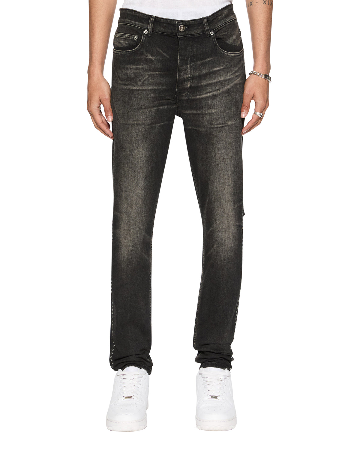 Mens Chitch Tarr Studded Slim Denim Jeans - Black