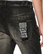 Mens Chitch Tarr Studded Slim Denim Jeans - Black