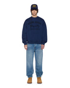 Mens Mekanik Crewneck Ink Blue Boxy Fleece - Navy