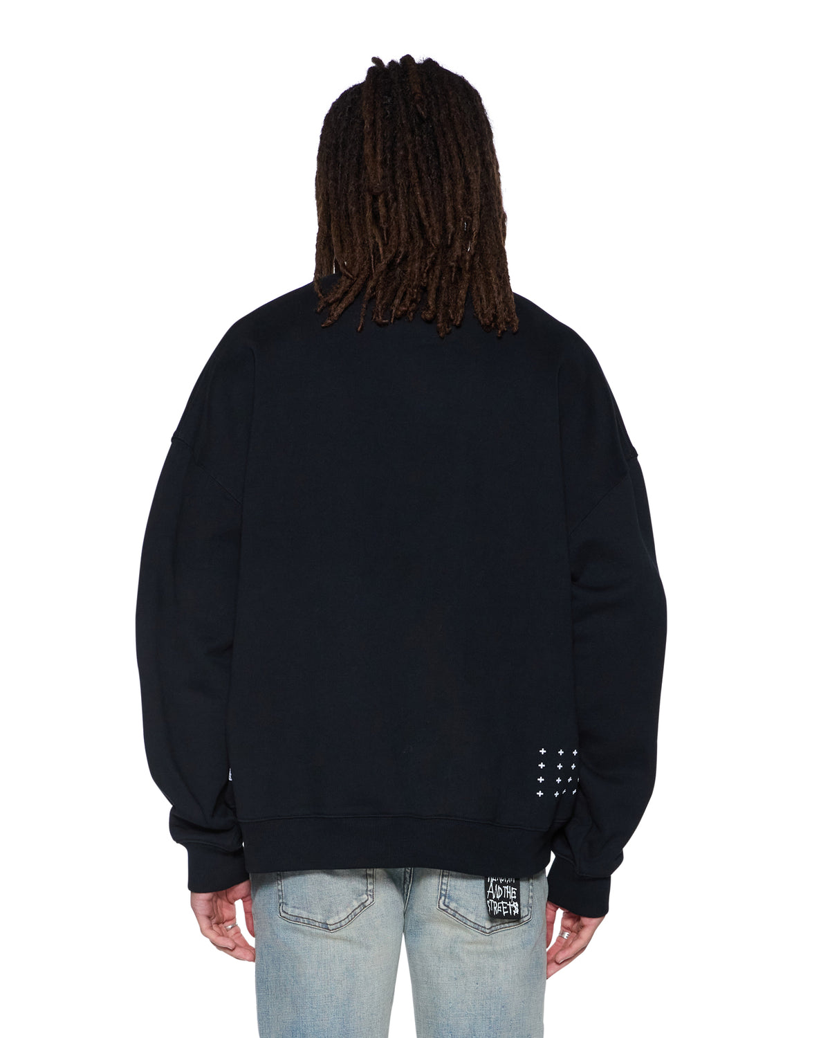 MENS PLATED EKCESS CREWNECK JET BLACK FLEECE