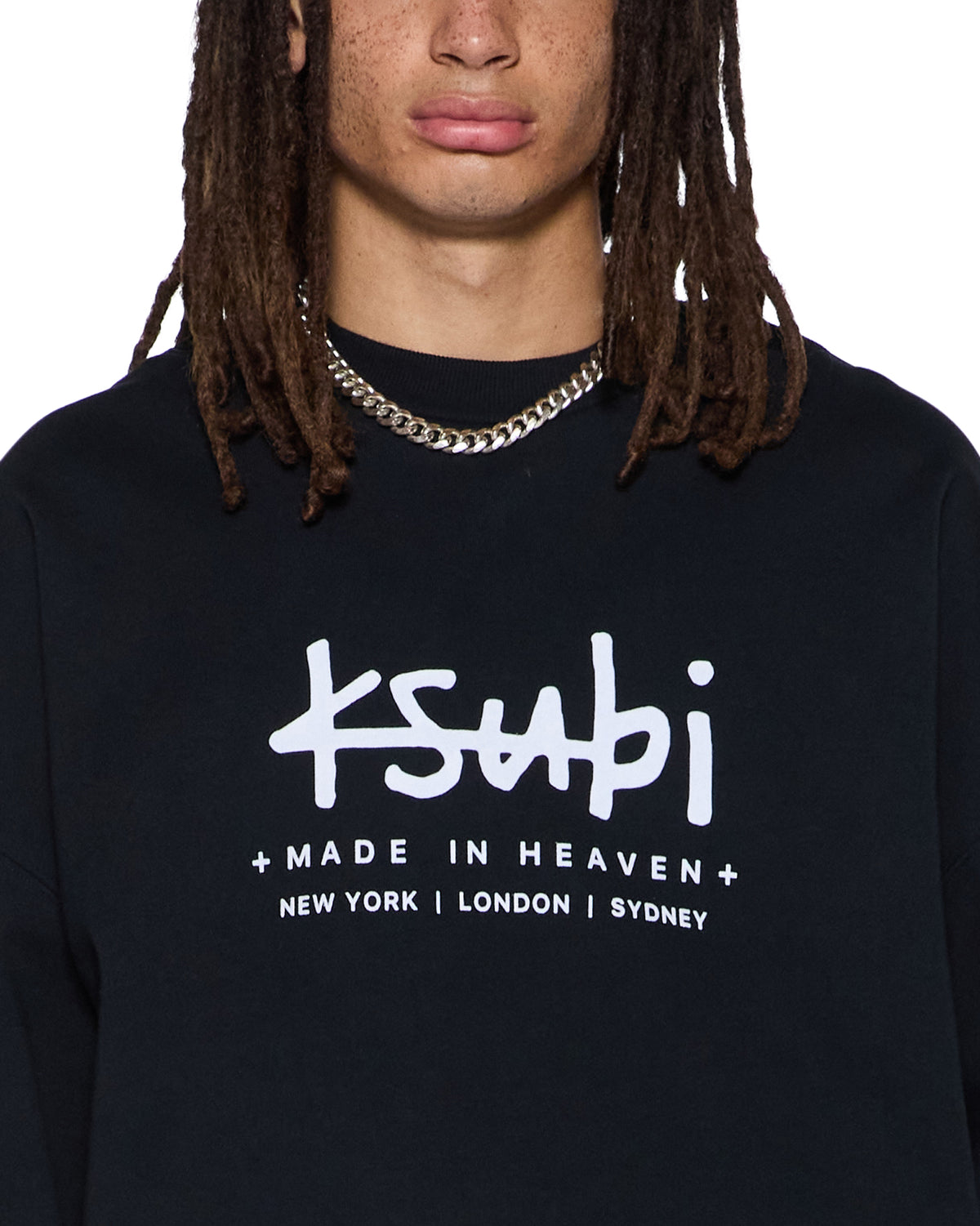 MENS PLATED EKCESS CREWNECK JET BLACK FLEECE