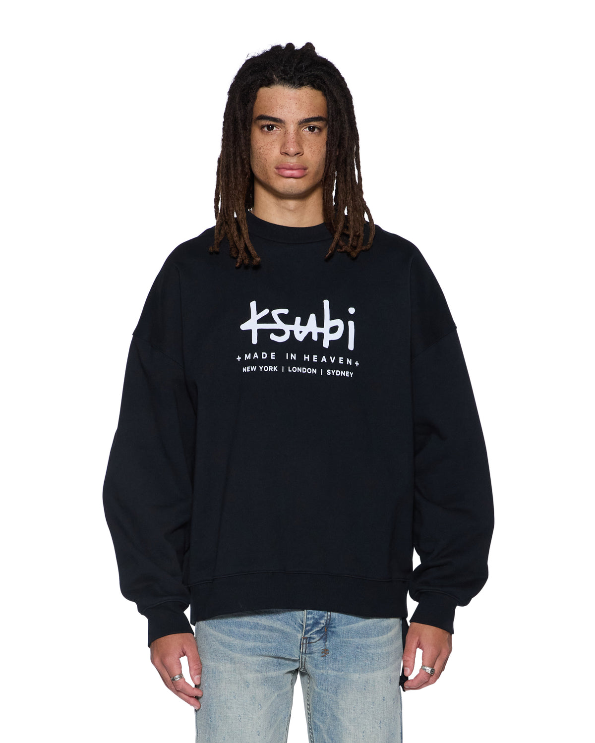 MENS PLATED EKCESS CREWNECK JET BLACK FLEECE