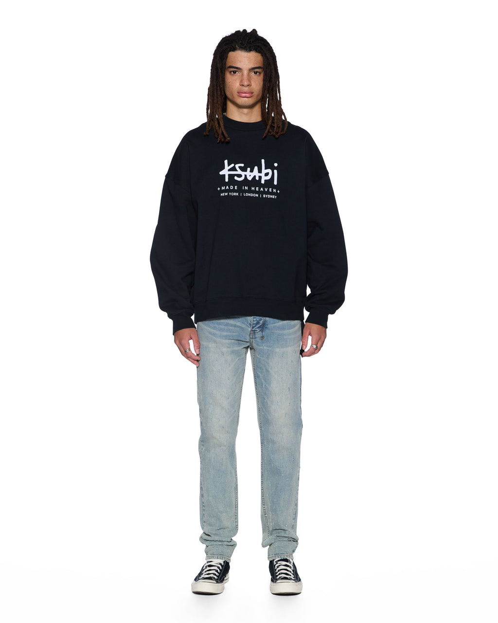 MENS PLATED EKCESS CREWNECK JET BLACK FLEECE