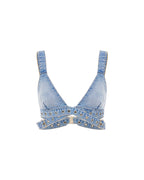 Womens Crossover Bralette Chroma Fitted Fashion Tops - Denim