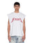 MENS  LINE UP EKCESS CUT OFF TEE WHITE/RED OVERSIZED TEES