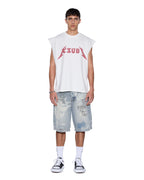 MENS LINE UP EKCESS CUT OFF TEE WHITE/RED TEES