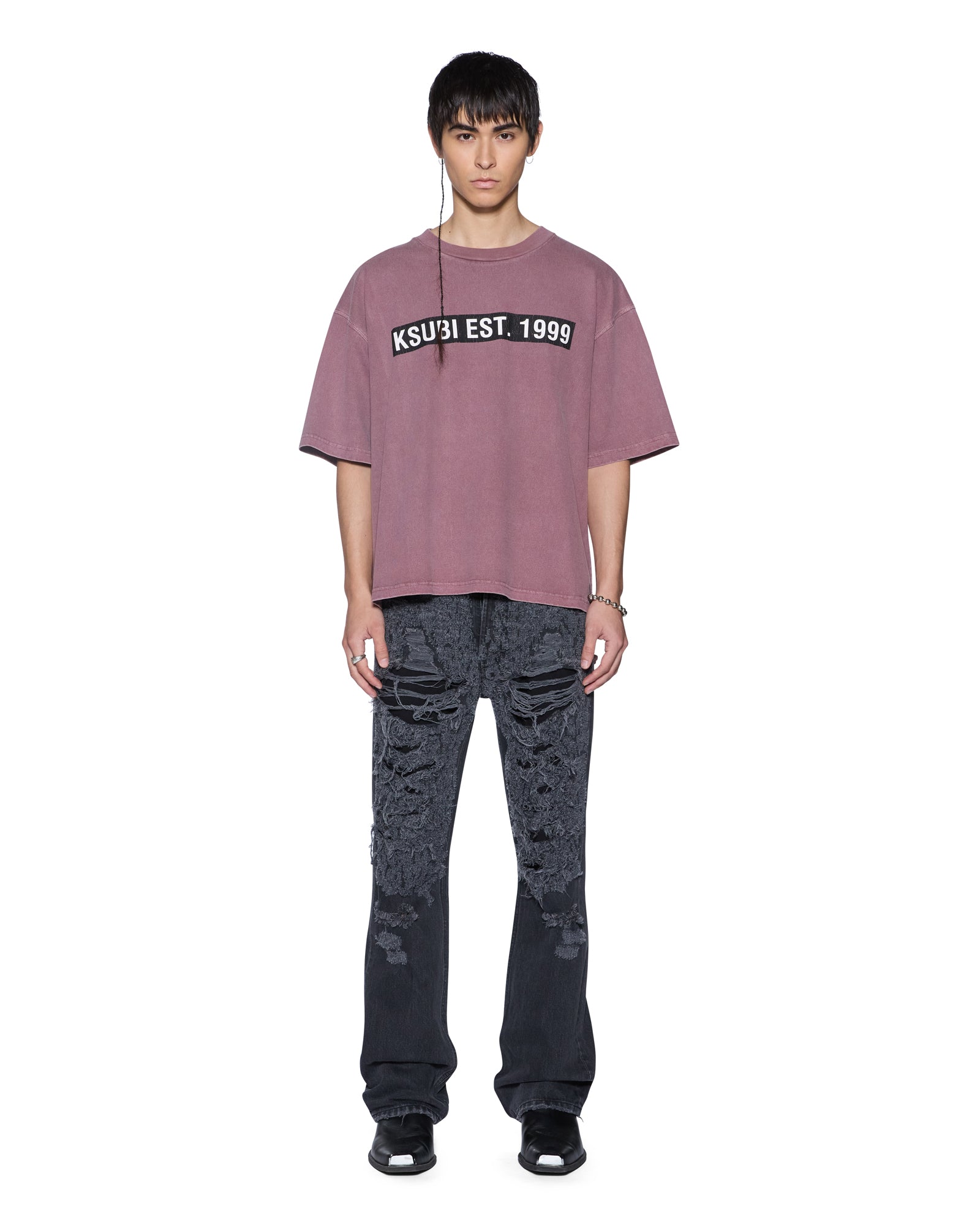 MENS KINGS HALEN SS TEE VINTAGE PLUM BAGGY TEES