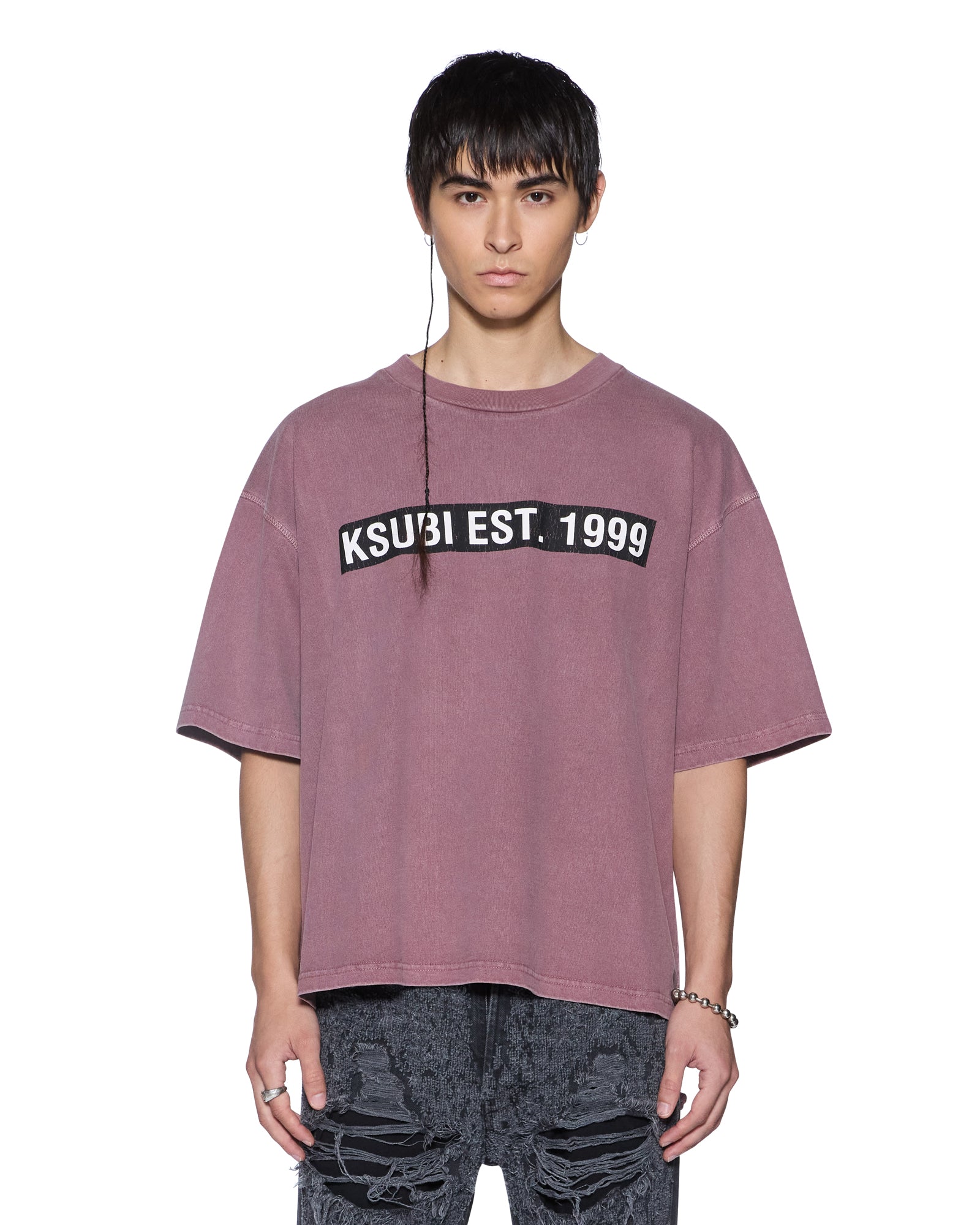 MENS KINGS HALEN SS TEE VINTAGE PLUM BAGGY TEES