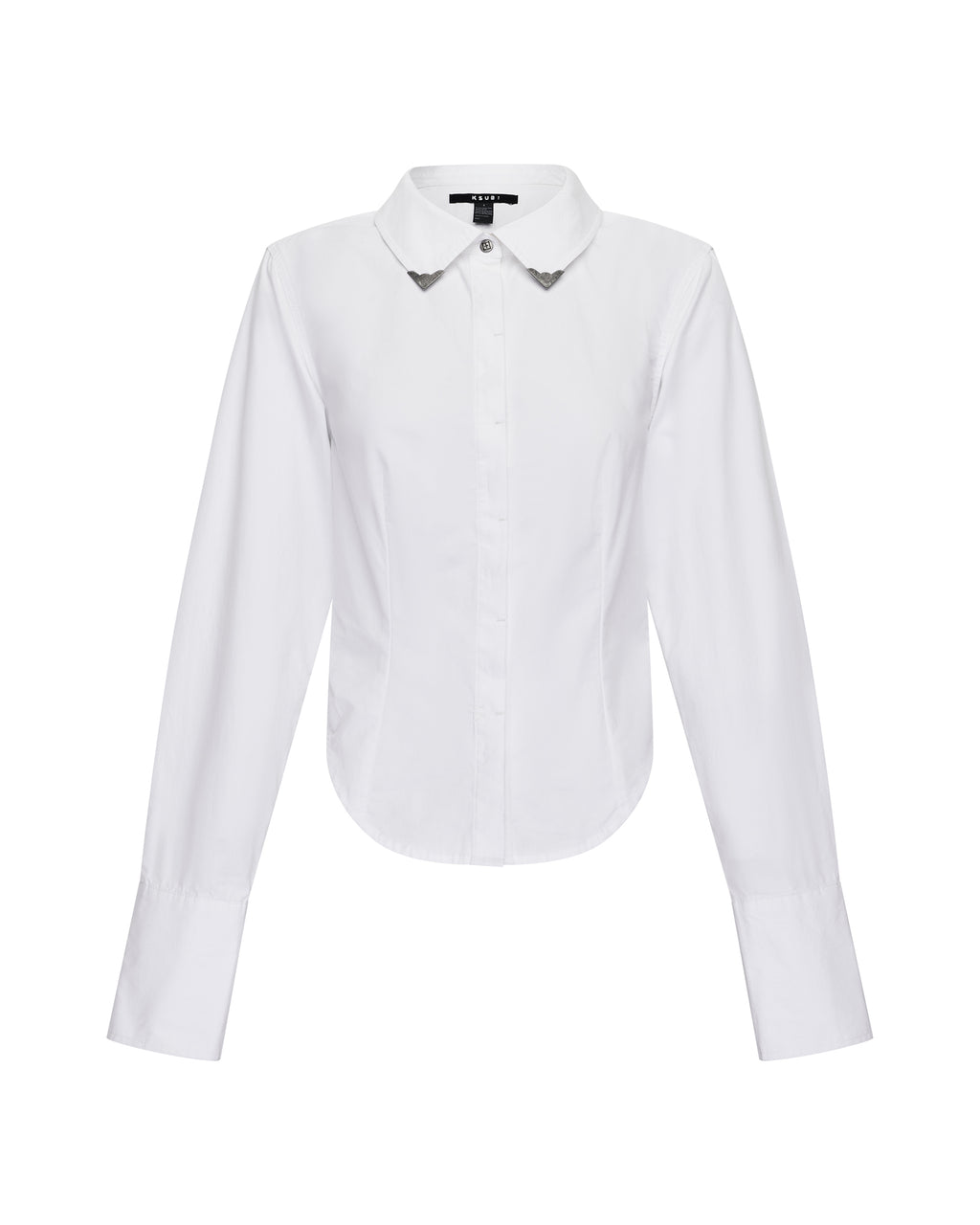 Womens Dare Open Back Ls Shirt White Fitted Shirts - White
