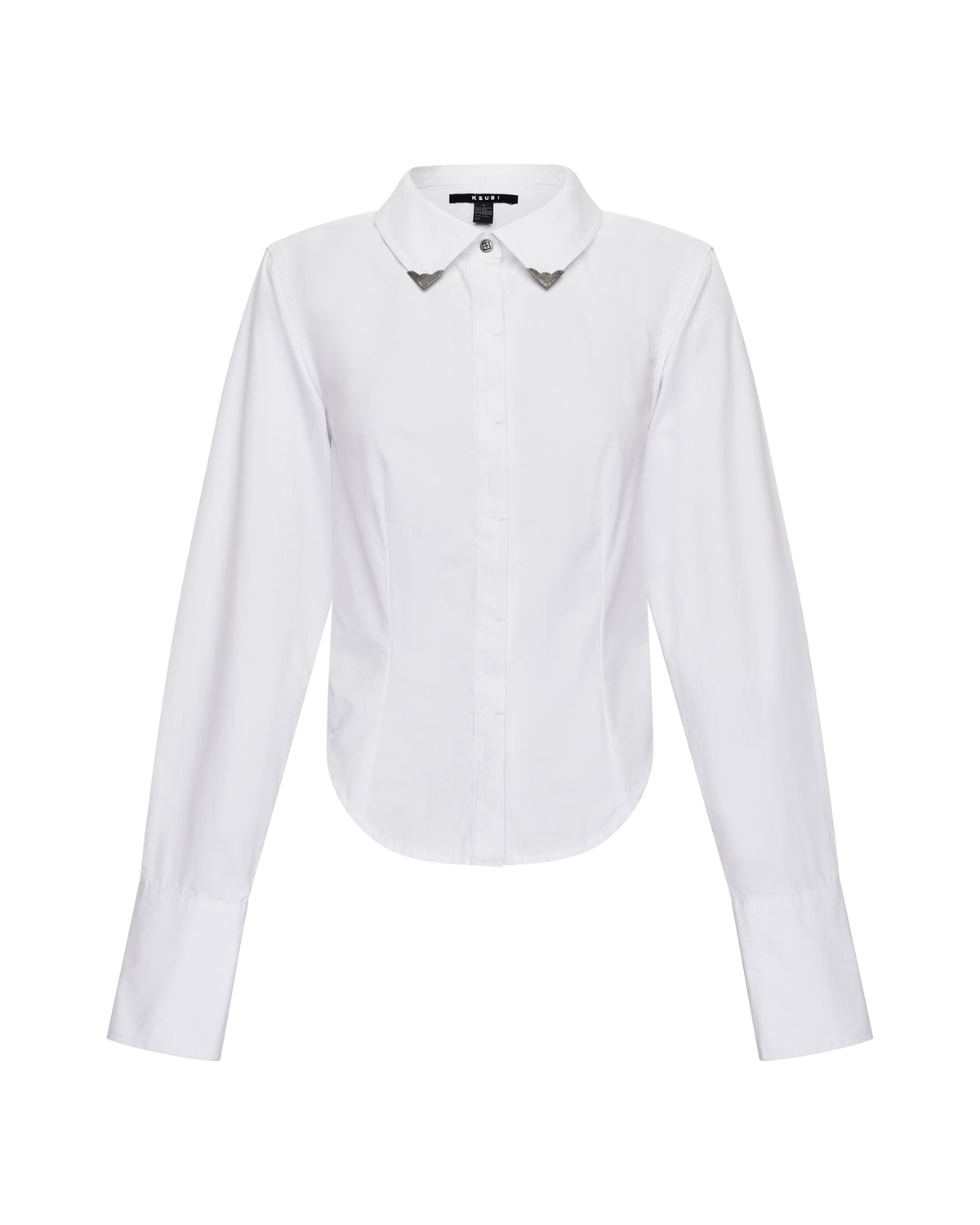 Womens Dare Open Back Ls Shirt White Fitted Shirts - White