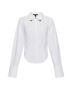 Womens Dare Open Back Ls Shirt White Fitted Shirts - White