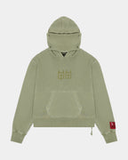 Mens Devil Trip Hoodie Khaki Oversized Fleece - Khaki