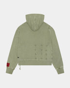 Mens Devil Trip Hoodie Khaki Oversized Fleece - Khaki