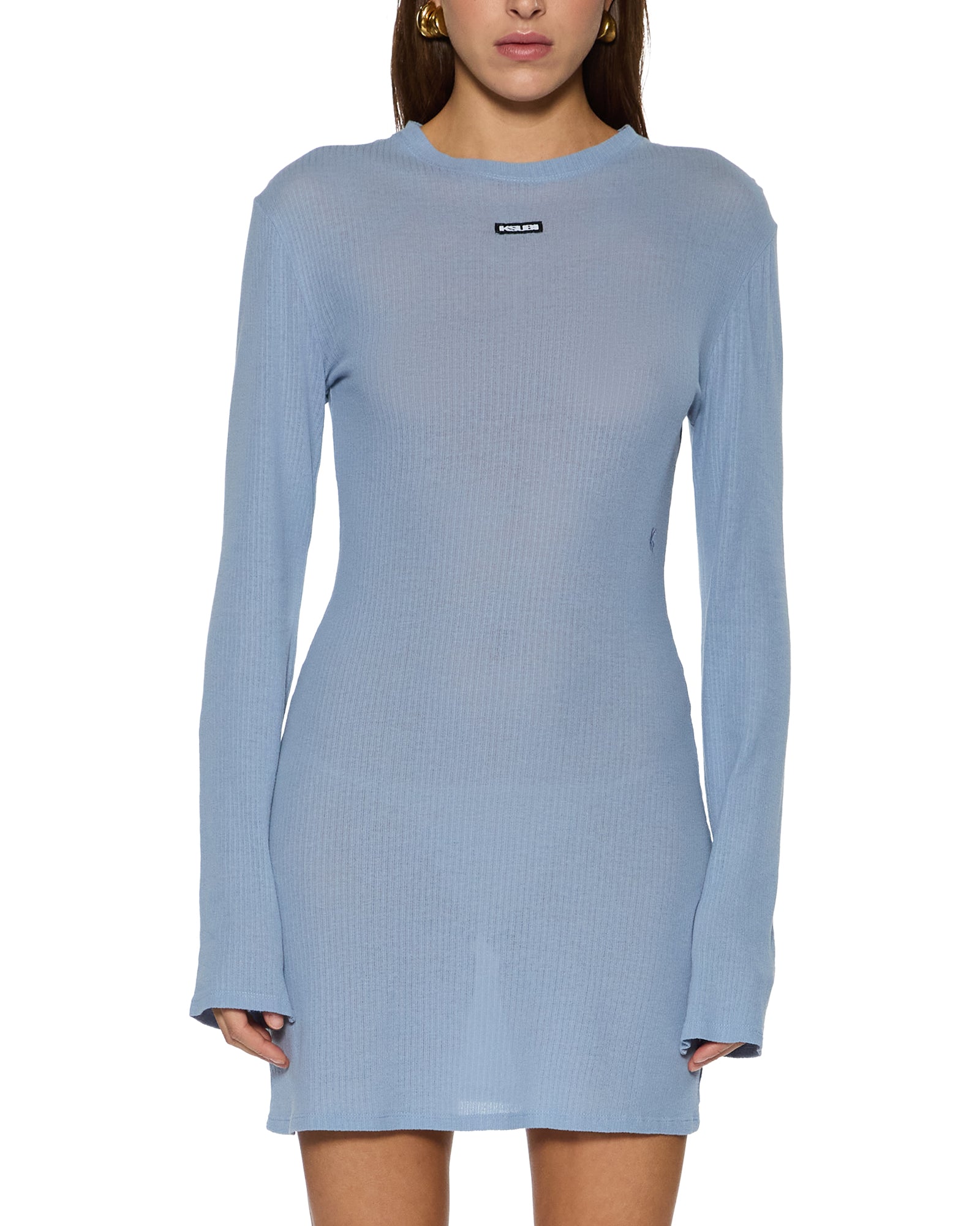 WOMENS  CRAWFORD LS DRESS ICE BLUE FITTED DRESSES