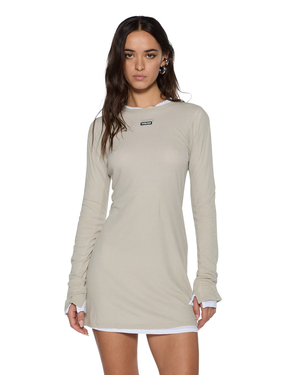 WOMENS CRAWFORD LS MINI DRESS TAUPE DRESSES