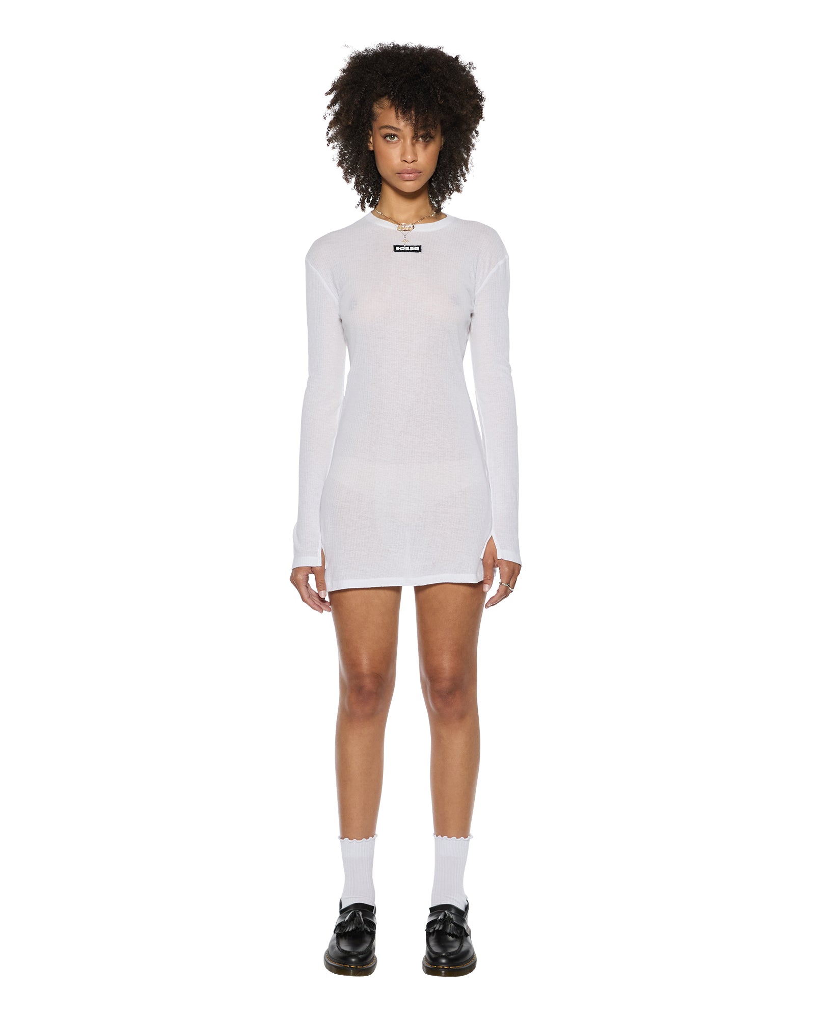 Ksubi Women's Crawford LS Mini Dress, White, Size XL Ksubi Women's Crawford LS Mini Dress, White, Size XL