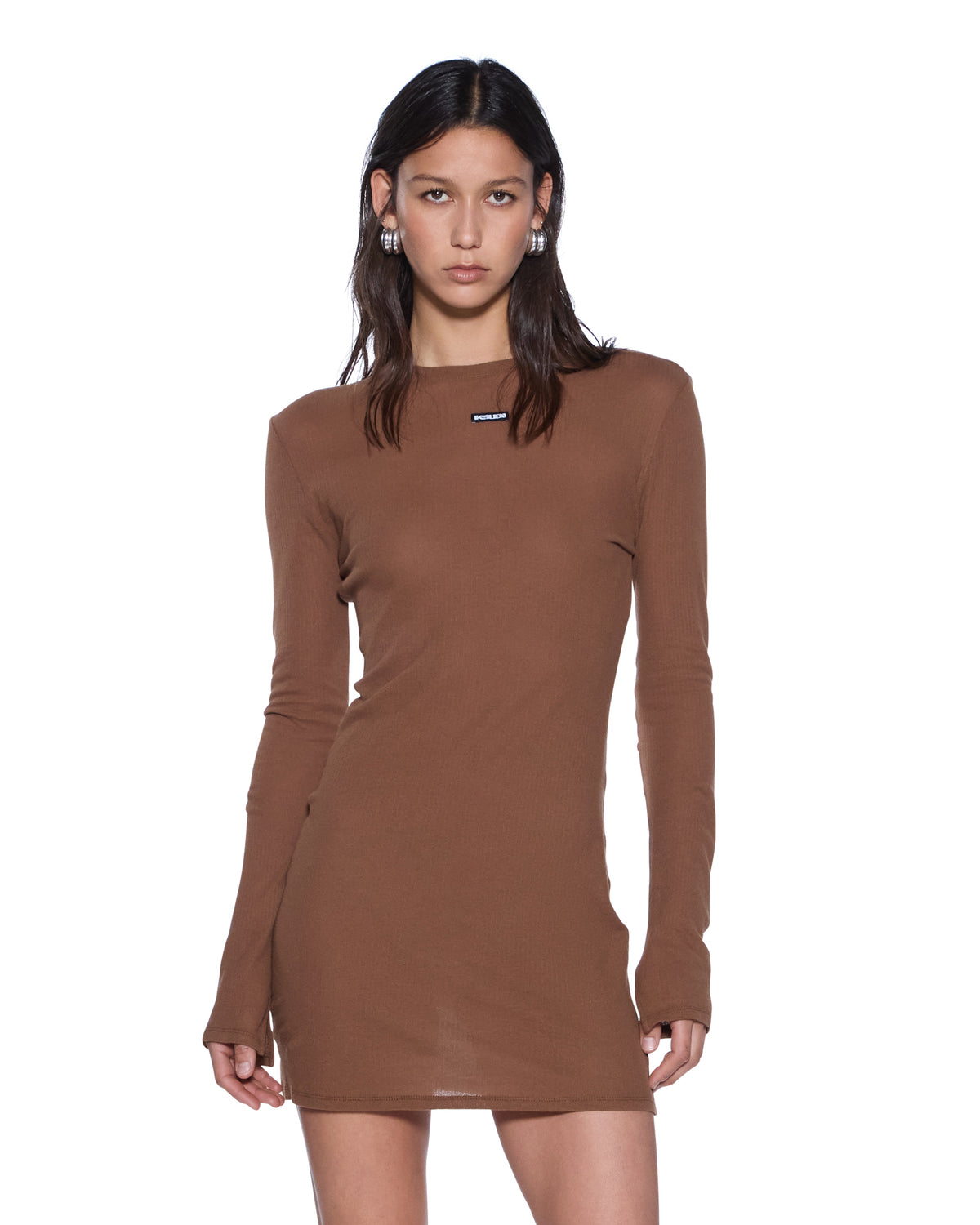 CRAWFORD LS MINI DRESS CHOCOLATE
