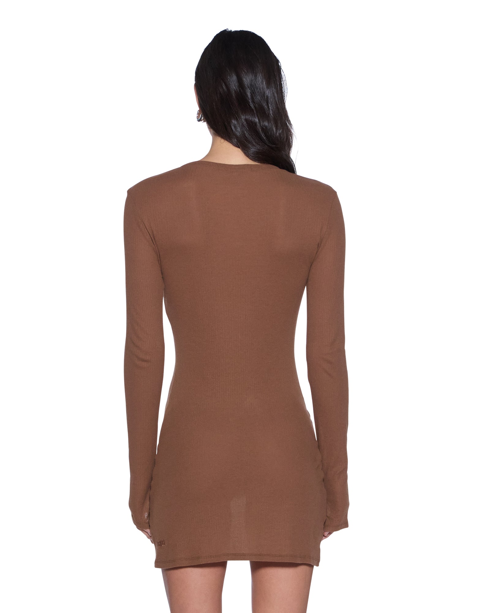 WOMENS  CRAWFORD LS MINI DRESS CHOCOLATE SLIM DRESSES