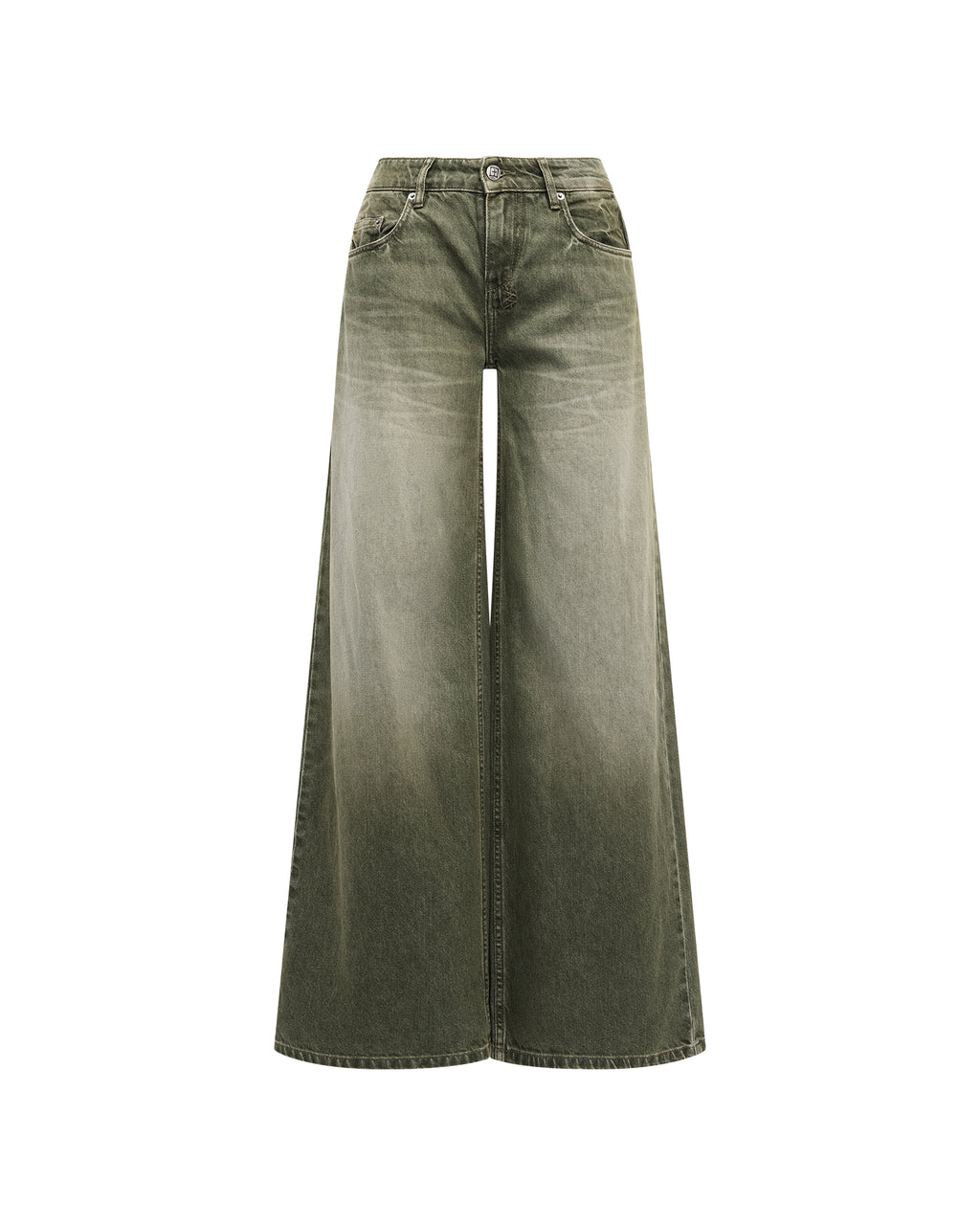 Womens Dropout Low Rise Jean Militant Green Relaxed Denim Jeans - Green