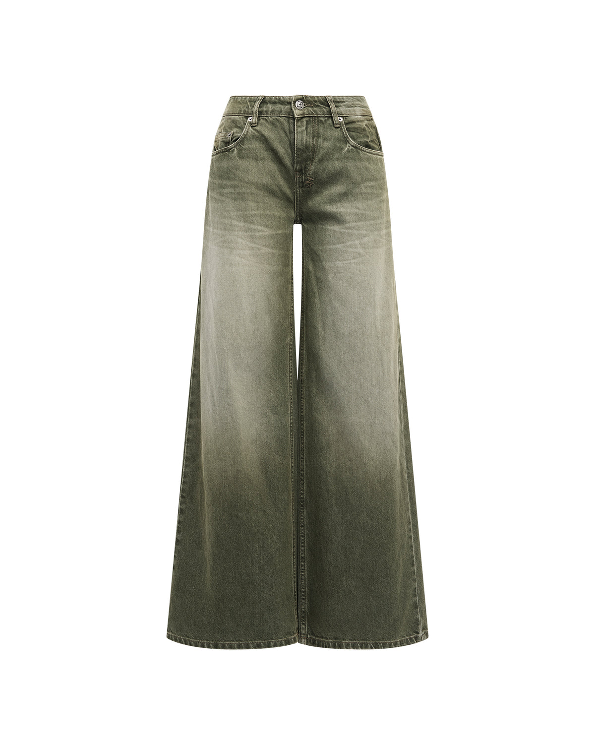 Womens Dropout Low Rise Jean Militant Green Relaxed Denim Jeans - Green