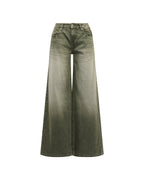 Womens Dropout Low Rise Jean Militant Green Relaxed Denim Jeans - Green