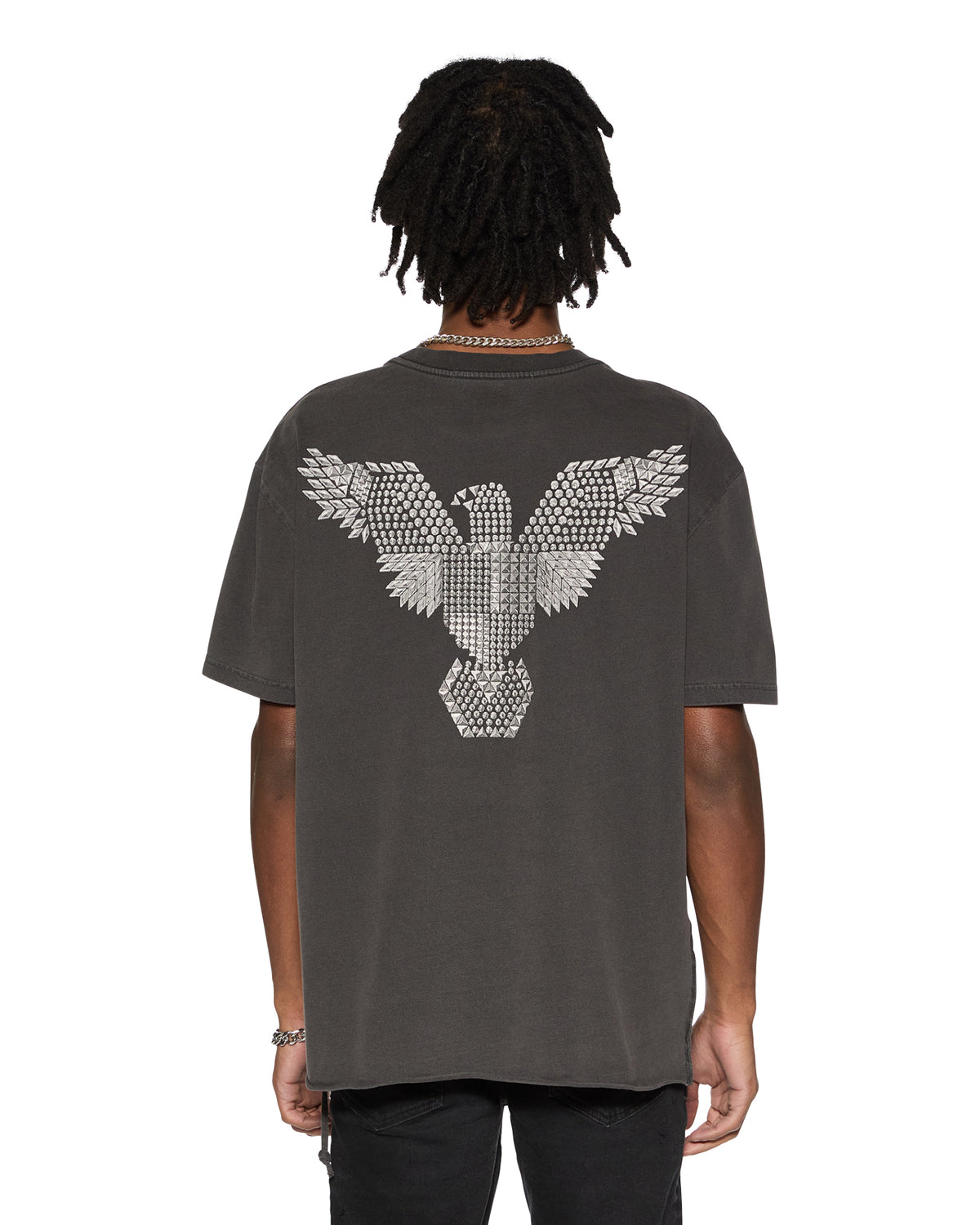 Mens Eagle Biggie Ss Tee Faded Black Oversized Tees - Black