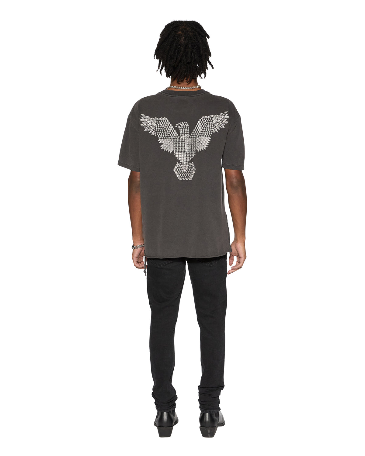 Mens Eagle Biggie Ss Tee Faded Black Oversized Tees - Black