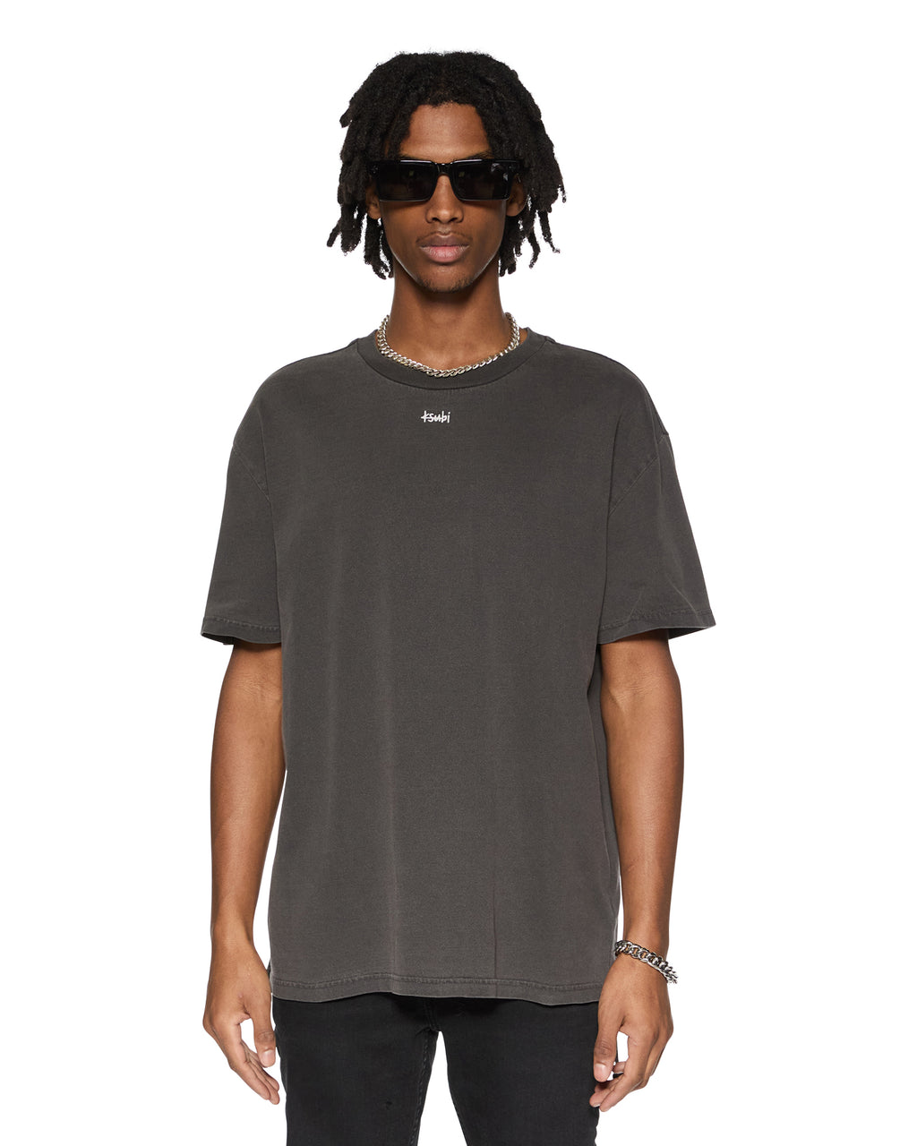 Mens Eagle Biggie Ss Tee Faded Black Oversized Tees - Black
