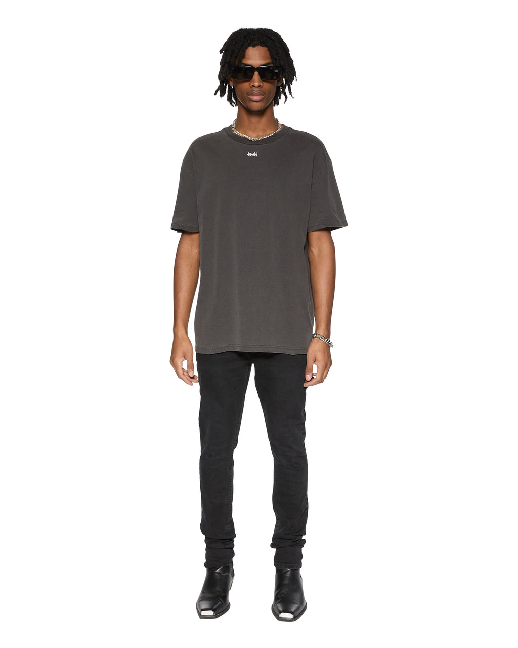 Mens Eagle Biggie Ss Tee Faded Black Oversized Tees - Black