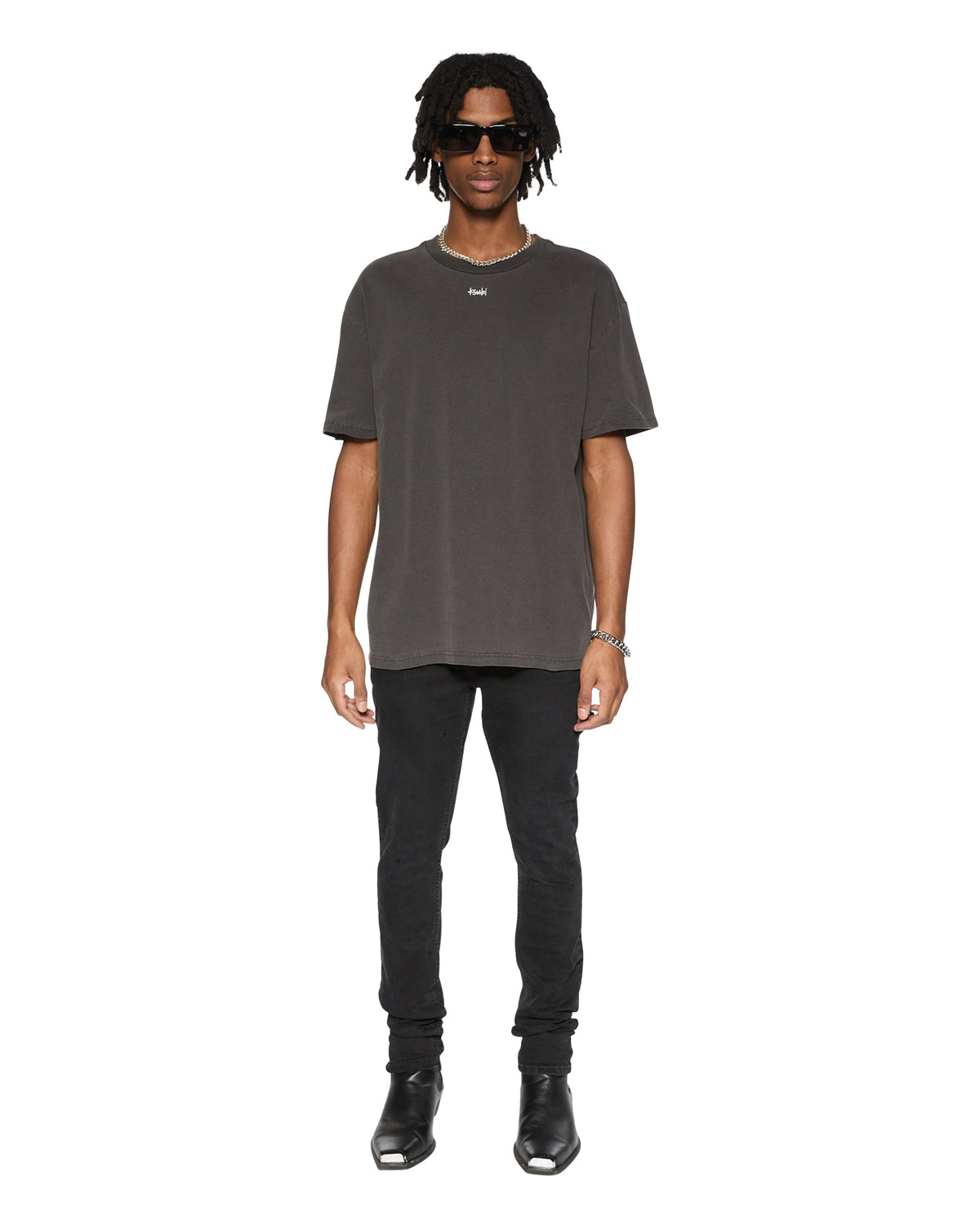 Mens Eagle Biggie Ss Tee Faded Black Oversized Tees - Black