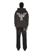 Mens Eagle Ekcess Hoodie Faded Black Oversized Fleece - Black