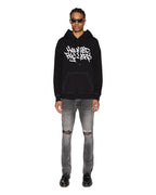 Mens Faust Biggie Hoodie Jet Black Oversized Fleece - Black