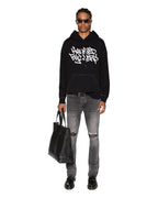 Mens Faust Biggie Hoodie Jet Black Oversized Fleece - Black