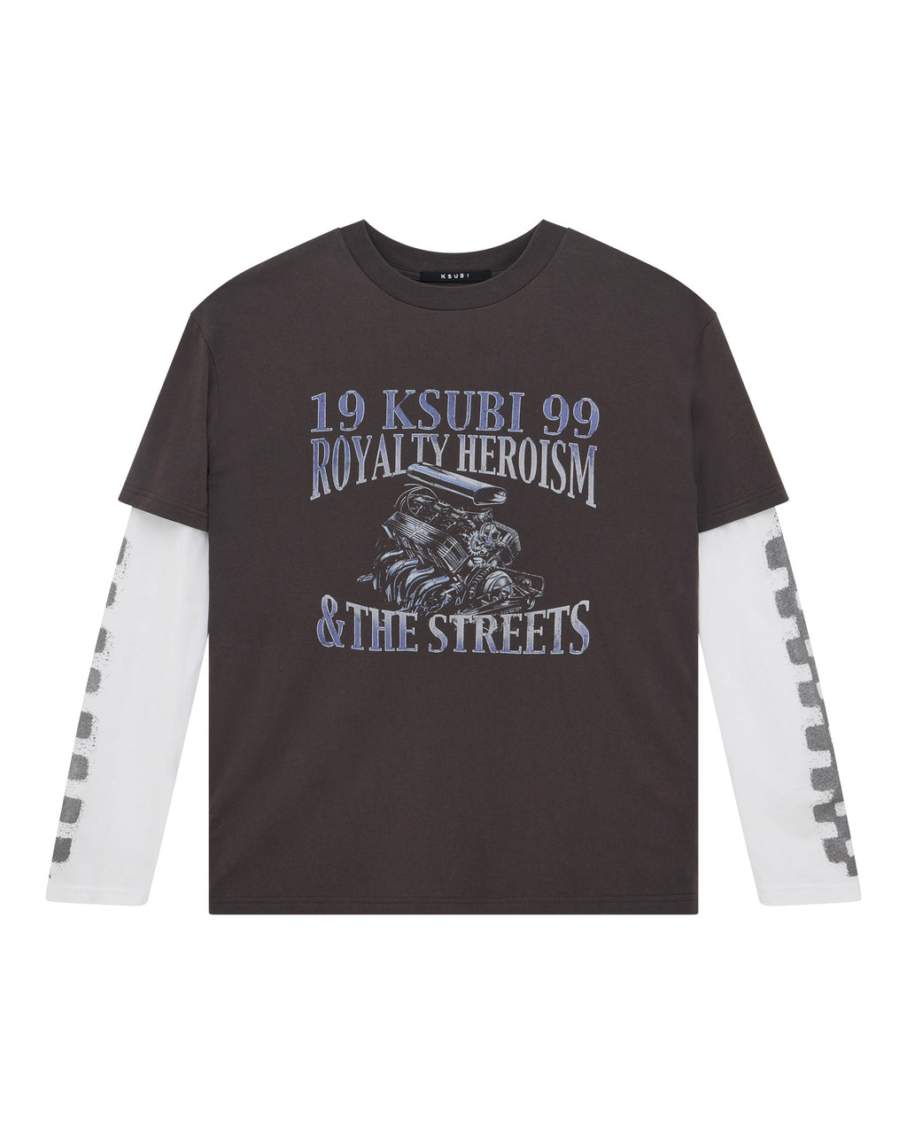 Mens Engine Ls Layer Tee Faded Black Regular Tees - Black