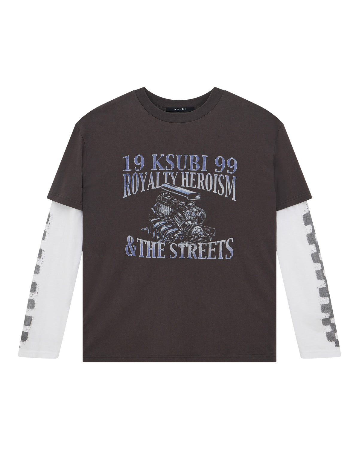 Mens Engine Ls Layer Tee Faded Black Regular Tees - Black