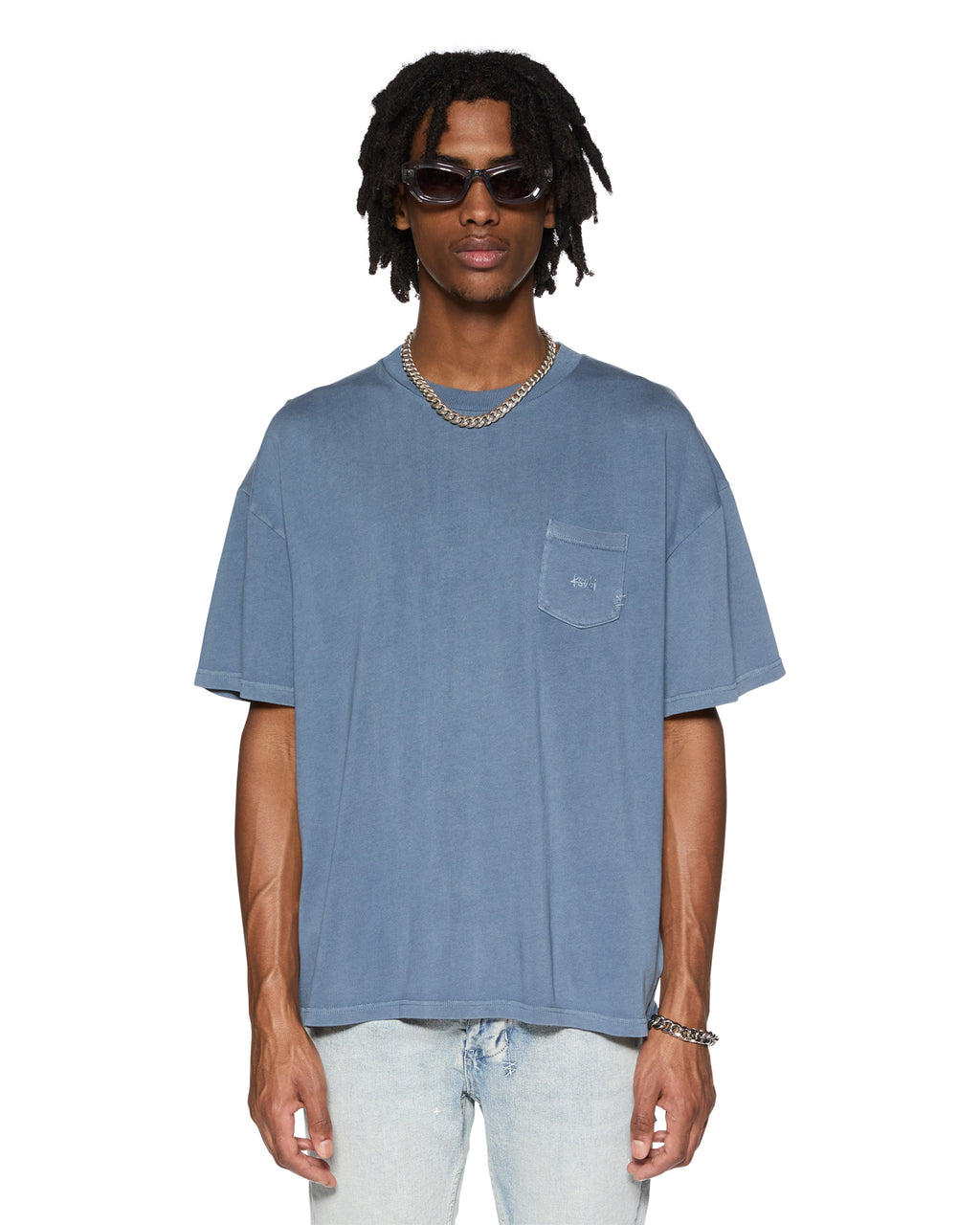 Mens Est Pocket Ss Tee Deep End Regular Tees - Blue