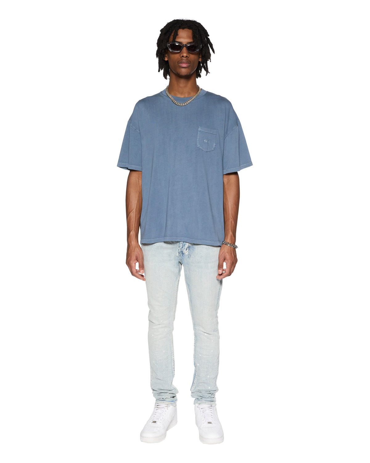 Mens Est Pocket Ss Tee Deep End Regular Tees - Blue