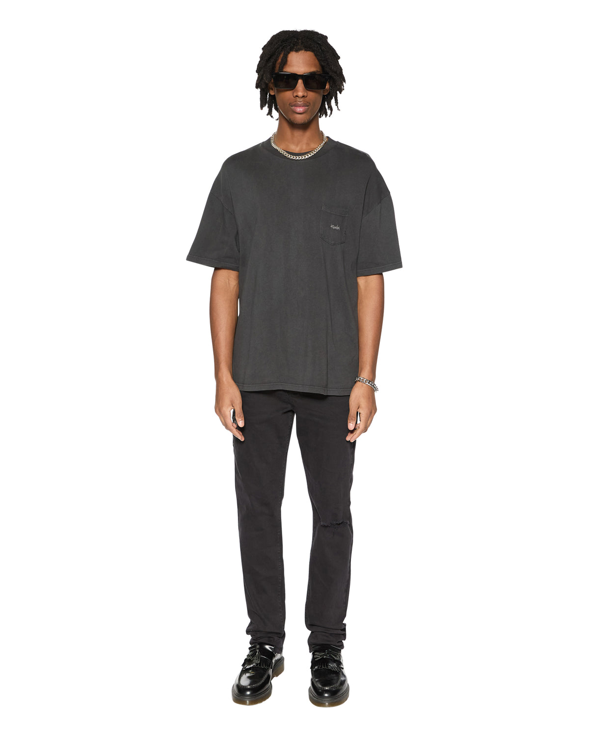 Mens Est Pocket Ss Tee Old Black Regular Tees - Black
