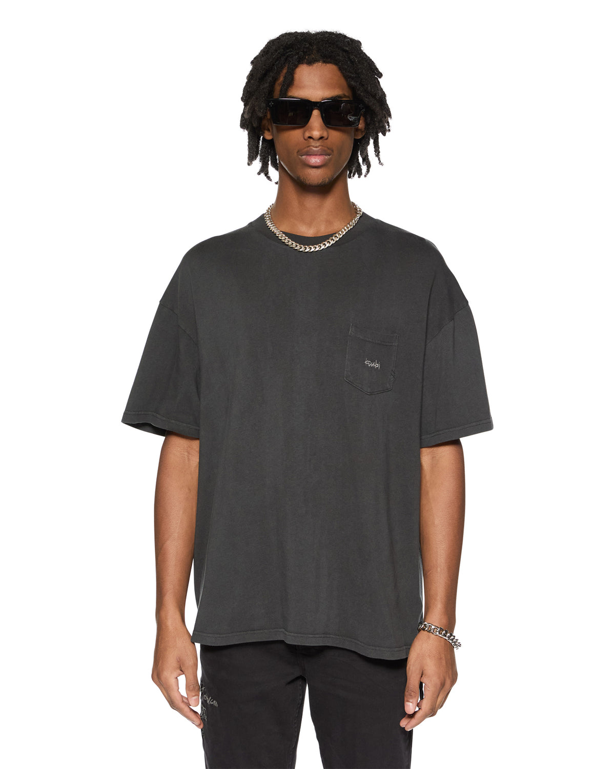 Mens Est Pocket Ss Tee Old Black Regular Tees - Black