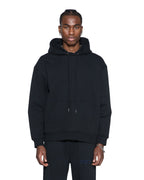Mens 4x4 Luxe Biggie Hoodie Cobalt Black Oversized Fleece - Black