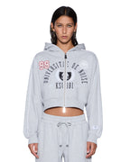 WOMENS COLLEGE ORIGIN ZIP HOODIE GREY MARLE FLEECE