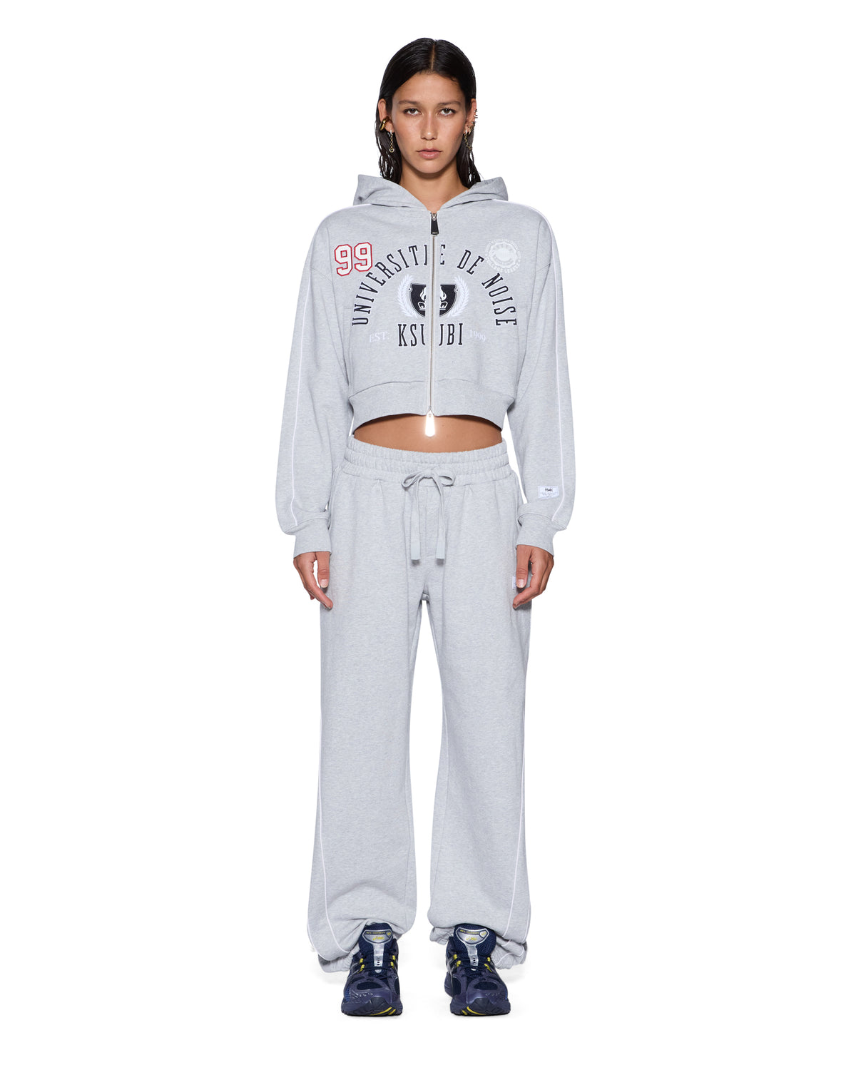 WOMENS CARTER WIDE TRAKPANT GREY MARLE PANTS