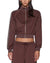 WOMENS  CROPPED ZIP TRAK TOP MOCHA REGULAR FASHION TOPS