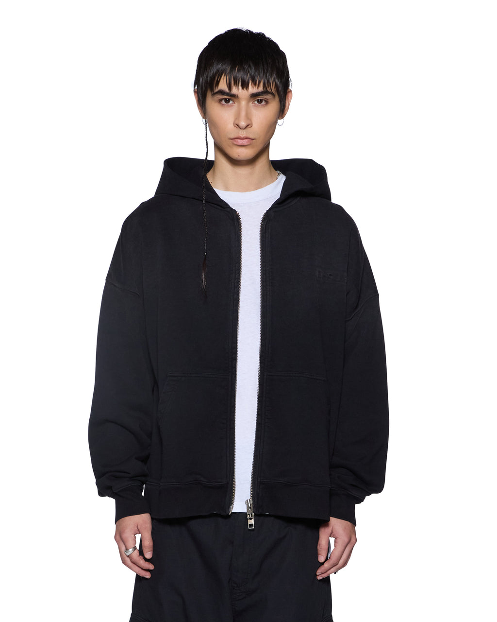 MENS INTRUDER EKCESS ZIP HOODIE JET BLACK FLEECE