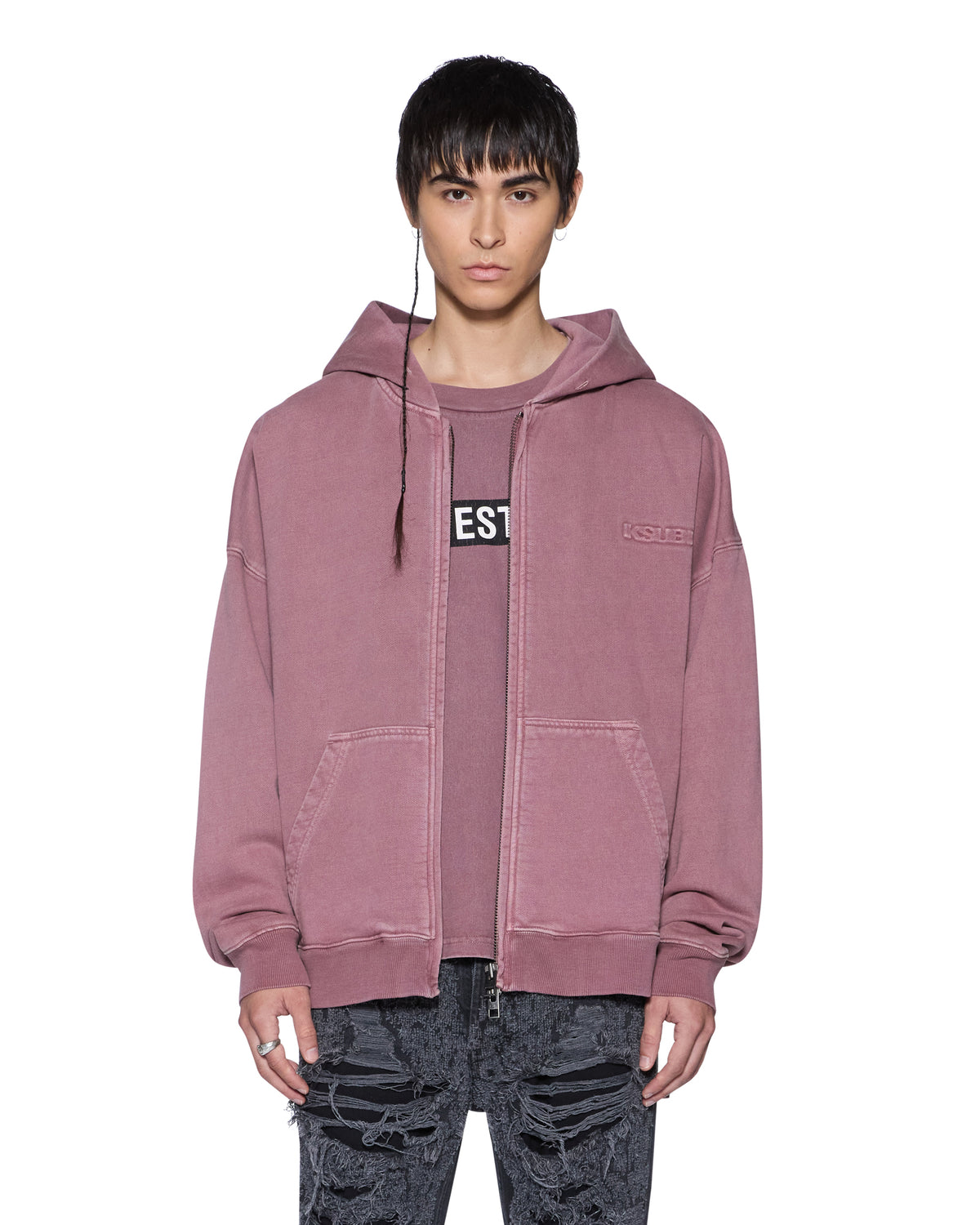MENS INTRUDER EKCESS ZIP HOOD PLUM FLEECE