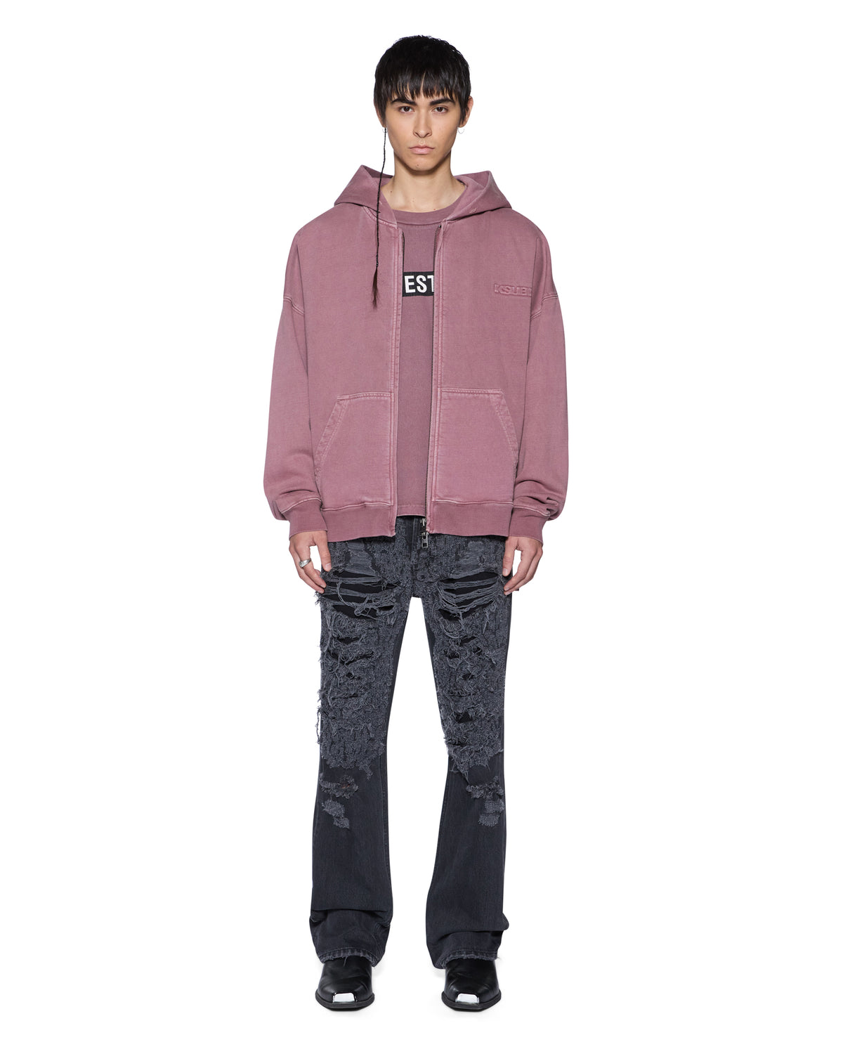 MENS INTRUDER EKCESS ZIP HOOD PLUM FLEECE